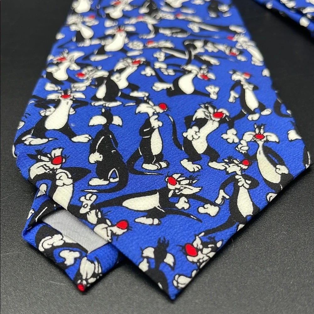 Vintage Sylvester the Cat Looney Tunes Blue Tie - Picture 1 of 4